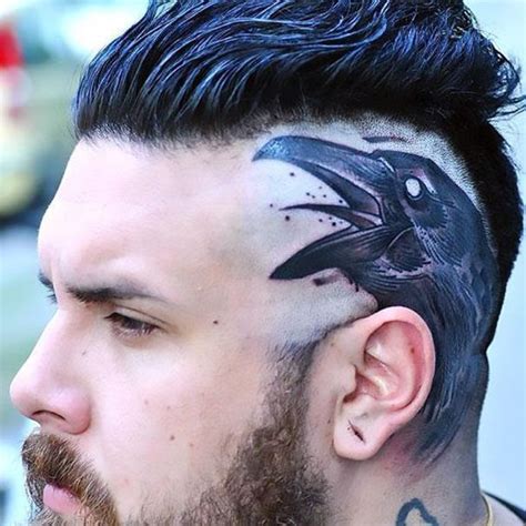 raven tattoo on head Face Tattoos, Body Art Tattoos, Girl Tattoos, Tattoos For Guys, Sleeve ...