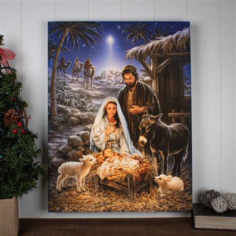 A Savior Is Born 18x24 Fully Illuminated LED Wall Art | Glow Decor