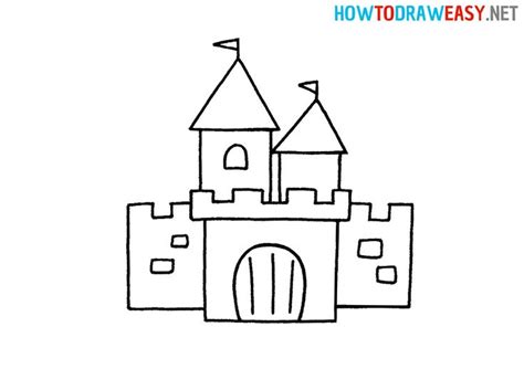 How to Draw a Cartoon Castle | Elementary drawing, Easy animal drawings ...