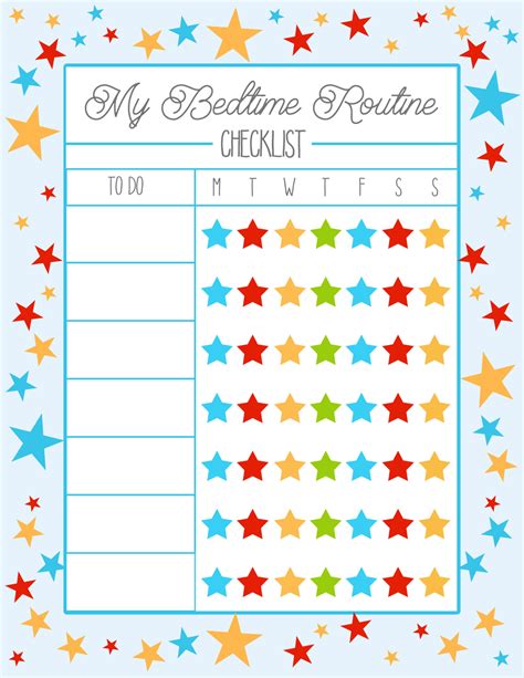 Printable Bedtime Chart