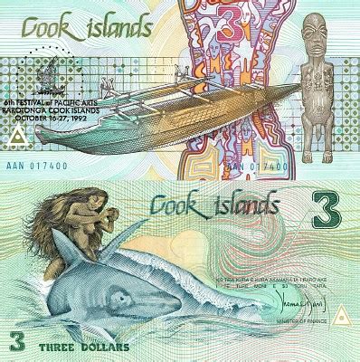 SCWPM P6a TBB B106a 3 Dollars Cook Islands Banknote Uncirculated UNC (1992) | Kate's Paper Money