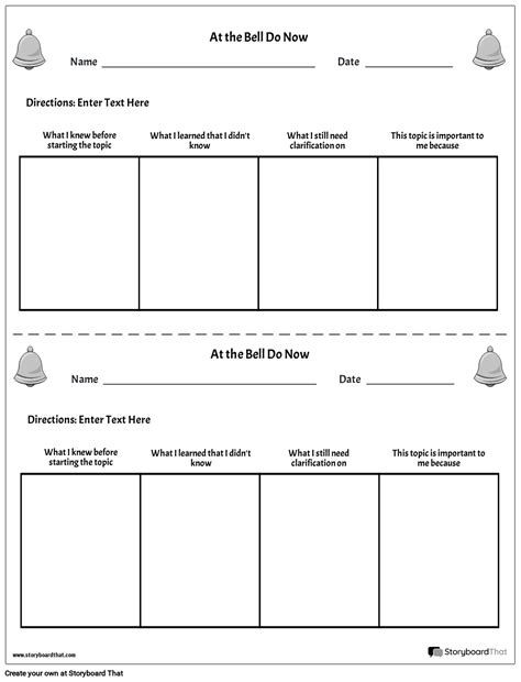 Free Printable Bell Ringers Templates | StoryboardThat