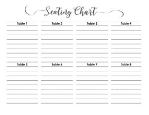 Wedding Seating Chart | Typeable PDF, Word, Excel