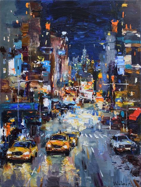 Night City Street - Original urban landscape pai | Artfinder