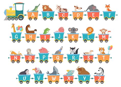 Premium Vector | Alphabet train with animals