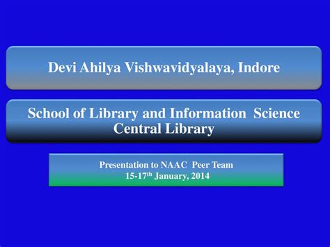 Devi Ahilya Vishwavidyalaya, Indore - ppt download