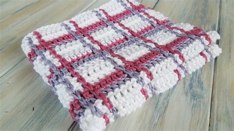 (Crochet) How To - Crochet Tartan Plaid Wash Cloths