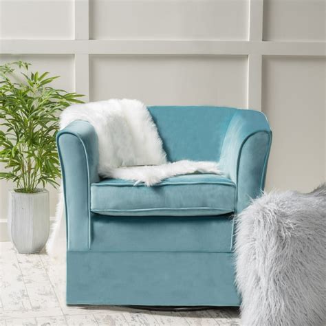 Noble House Hailey Blue Velvet Slipcover Swivel Accent Chair - Walmart ...