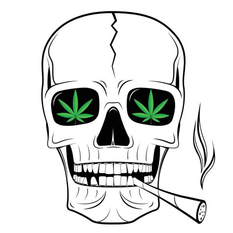 Skull Smoking Marijuana with Cannabis Leaves In Eyes 17710667 Vector Art at Vecteezy