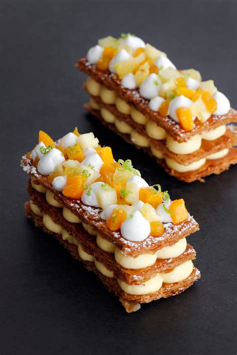 Tropical Mille Feuille | Lil' Cookie | Recipe | Fancy desserts, Dessert recipes, French desserts