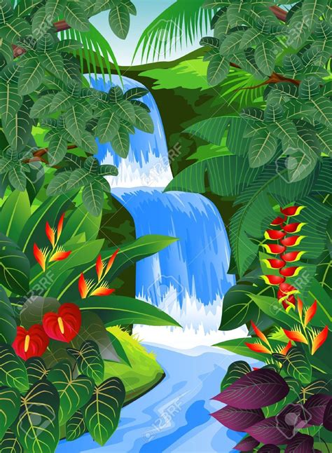 selva tropical illustrations - Google Search | Tropical art, Waterfall art, Waterfall drawing