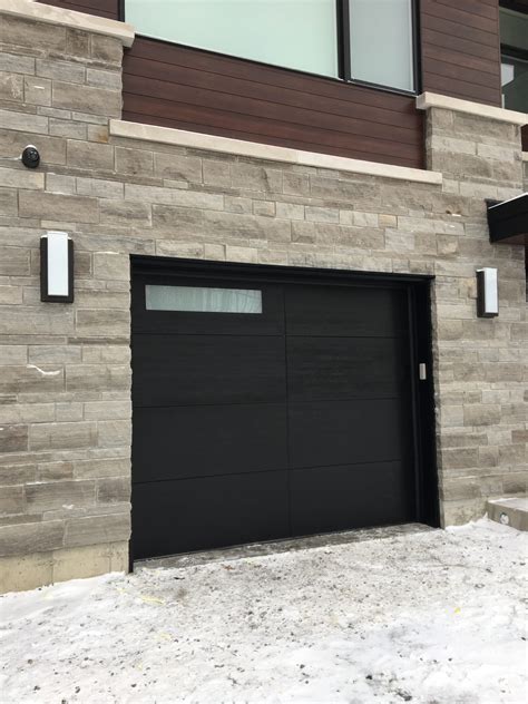 Modern Black Wood Grain Garage Door - Modern Doors