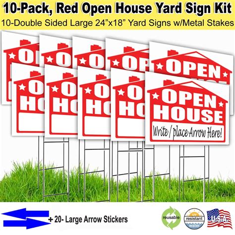 10 Pack Open House Lawn Signs with Stakes, and Arrow Stickers - Walmart.com