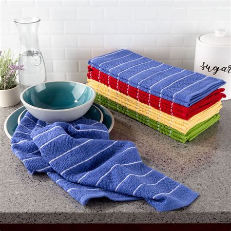 8 pack 100% Cotton Kitchen Towels with Bright Chevron Weave Pattern by Somerset Home 16”x28 ...