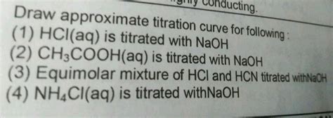 Conductometric titration curve of equimolar mixture of a HCl and HCN ...