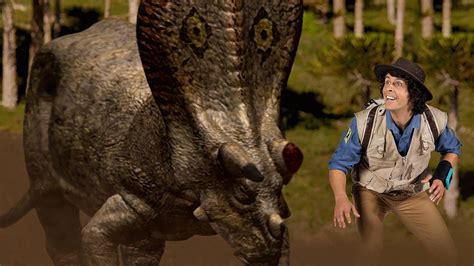 Andy travels back 65 million years to the time of triceratops, a plant ...