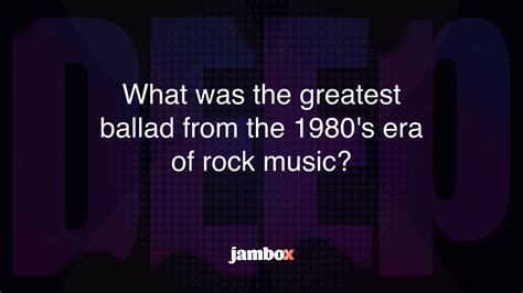 What was the greatest ballad from the 1980's era of rock music ...