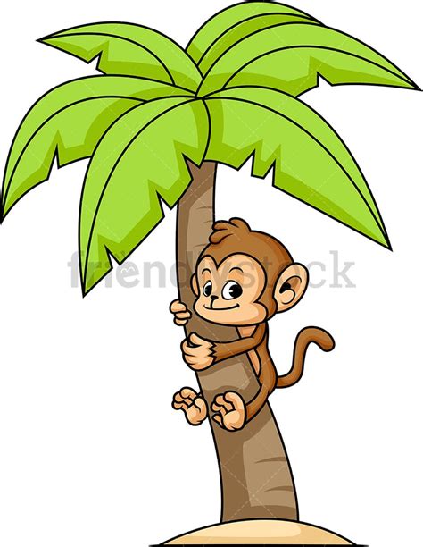 Monkey Climbing Tree Cartoon Vector Clipart - FriendlyStock