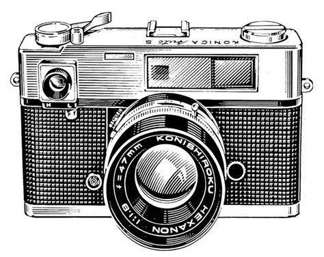 Konica Auto-S Ad Line Art | Camera art, Camera drawing, Camera illustration