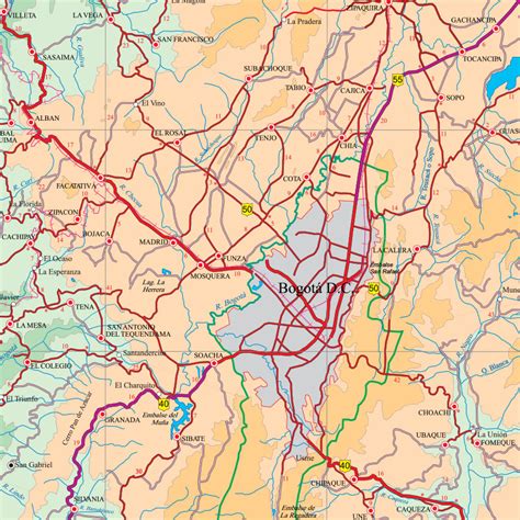 Mapa de Cundinamarca – Mapas Cartur Mapas fisicos politicos de colombia america