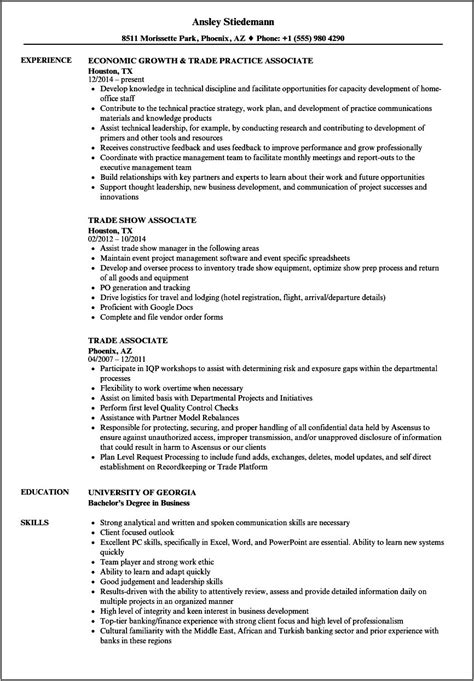 Sample Resume For Trade Show Manager - Resume Example Gallery