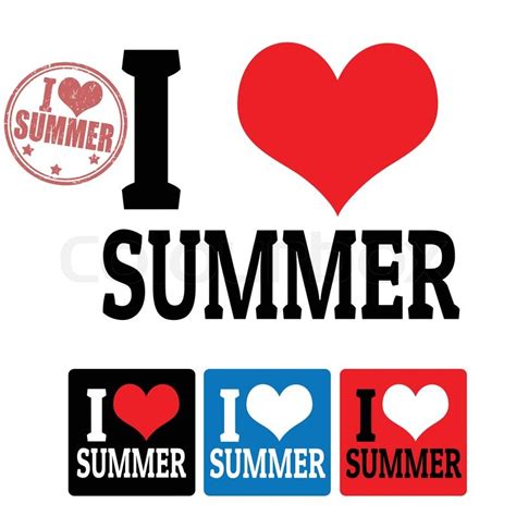 I love Summer sign and labels on white ... | Stock vector | Colourbox