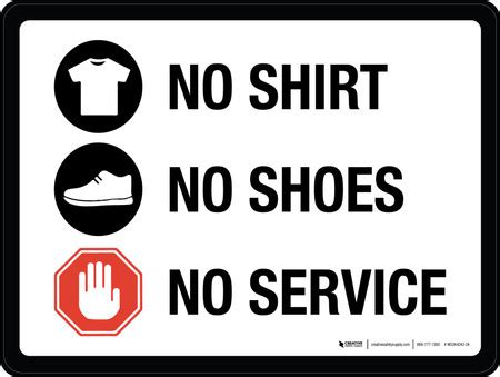 No Shirt No Shoes No Service Landscape - Wall Sign