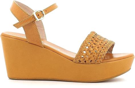 MNG Sandalias de piel trenzada con cuña, para mujer, color amarillo ...