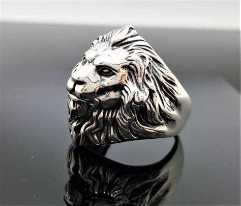 Lion Ring 925 STERLING SILVER Massive LION Head Royal Power Leo Lion King Exclusive Gift Talisman