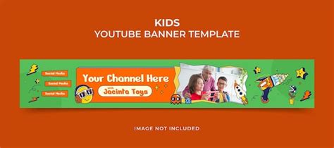 Premium Vector | Kids youtube banner design template