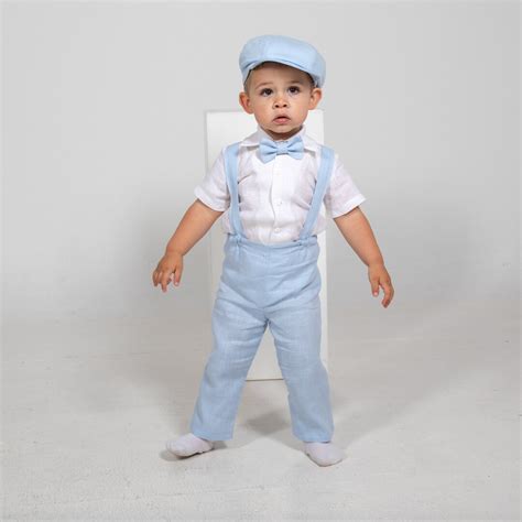 Baby Boy Light Blue Outfit, Toddler Newsboy Suit, Boy Linen ...