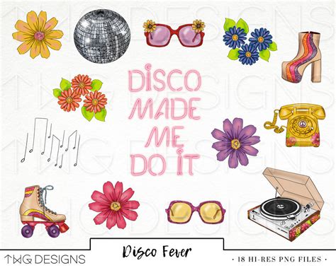 Disco 70er Jahre Retro Mode Mädchen ClipArt Aquarell Clipart | Etsy