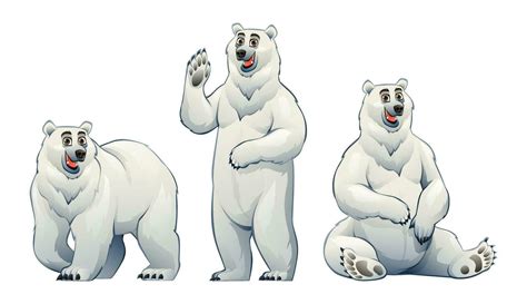 Set of polar bear cartoon characters illustration isolated on white background 32464753 Vector ...