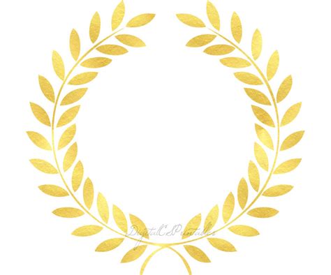 Gold Laurel Clipart Gold Floral Frame Clipart Gold Foil Clip Art Gold ...