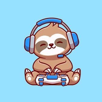 Premium Vector | Cute sloth gaming cartoon illustration | Sloth art, Cute sloth, Cartoon ...