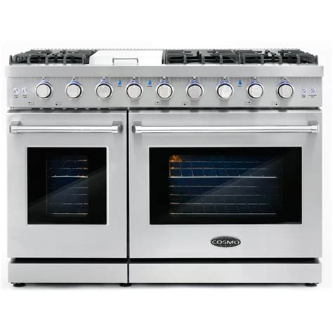 6.8 cu. ft. Double Oven Commercial Gas Range with Fan Assist Convection Oven in Stainless Steel ...