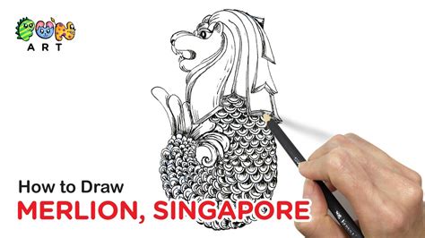 How To Draw MERLION | SINGAPORE | TUTORIAL - YouTube