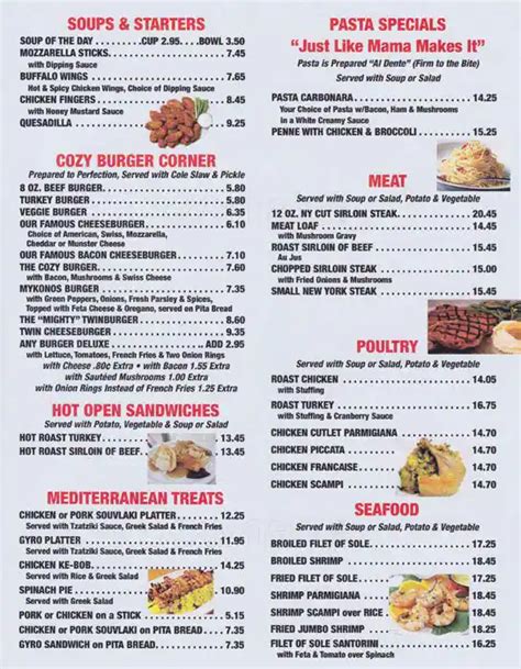 Cozy Diner Menu, Menu for Cozy Diner, Whitestone, New York City ...