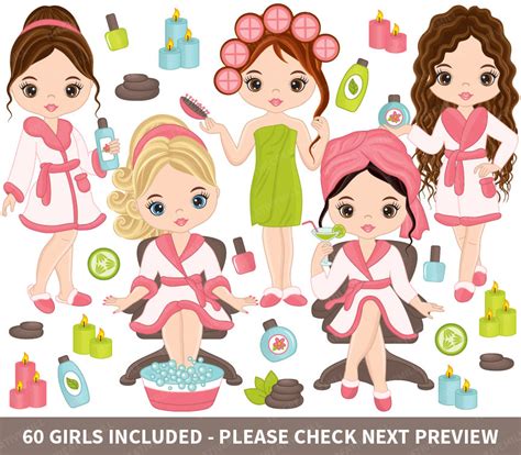 60 Spa Girls Clipart Vector Spa Girl Spa Party Clipart Spa