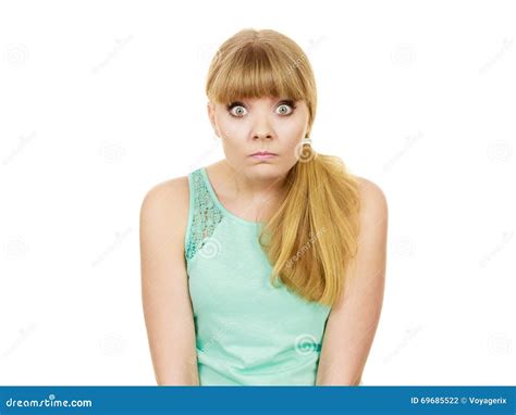 Concerned Scared Shocked Woman Stock Photo - Image of surprise, wonder: 69685522