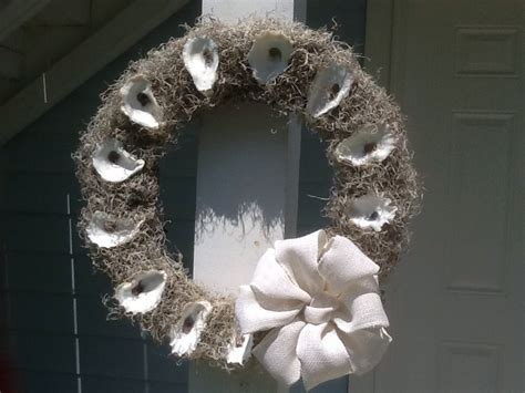 Large Oyster & Spanish Moss Wreath Moss Wreath, Burlap Wreath, Spanish ...