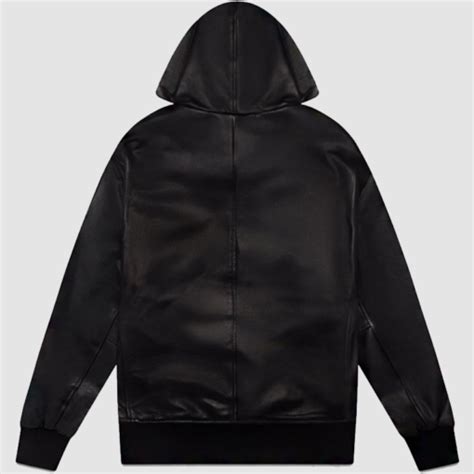 OVO Leather OG Hoodie | Drake OVO Black Leather Owl Hoodie