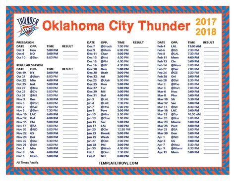 Okc Thunder Printable Schedule