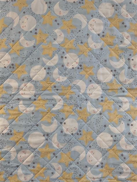 Moon and Stars Quilt, Baby Bear Quilt, Handmade Baby Quilt, Gender Neutral Baby Quilt Yellow ...