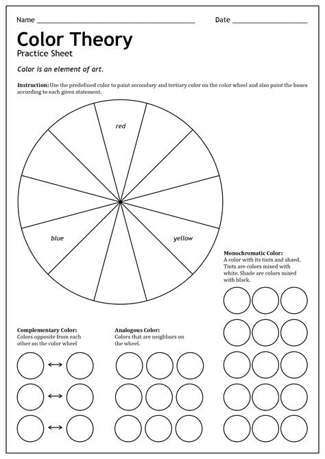 Elementary Color Theory Worksheets Color Theory Worksheet Color Art Images