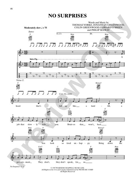 No Surprises: Ukulele: Radiohead - Digital Sheet Music Download