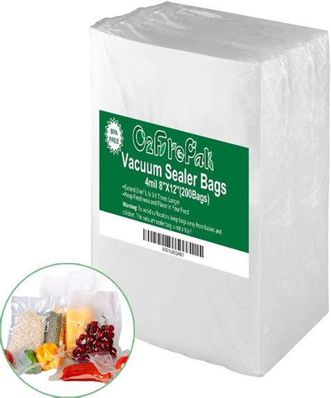 Amazon.com: O2frepak 200 Quart Size 8" x 12" 4mil Thick Vacuum Sealer Bags with BPA Free and ...