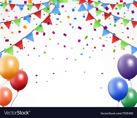 Birthday background with bunting and confetti Vector Image