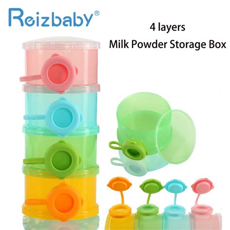 REIZBABY Safety Baby Breast Milk Storage Box 4 Layer Colored Side Opening Portable Child Food ...