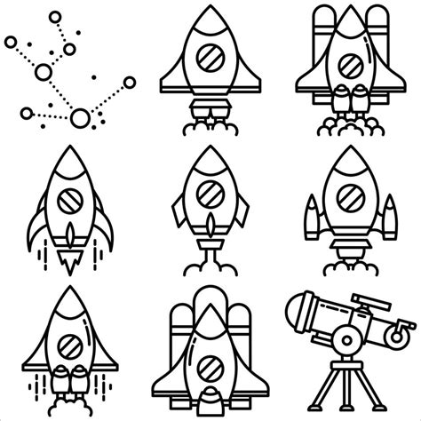 Space icon set outline style part seven 17531590 Vector Art at Vecteezy